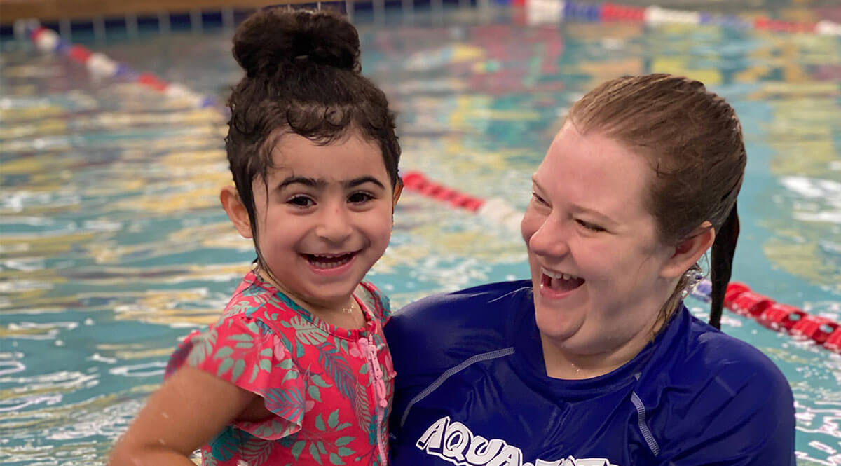 girl with autism swimming